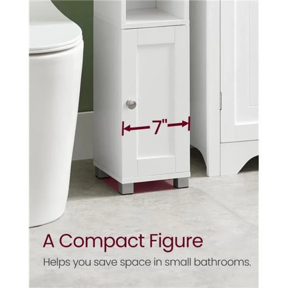 Small Bathroom Storage Cabinet, Toilet Paper Holder with Storage, White
